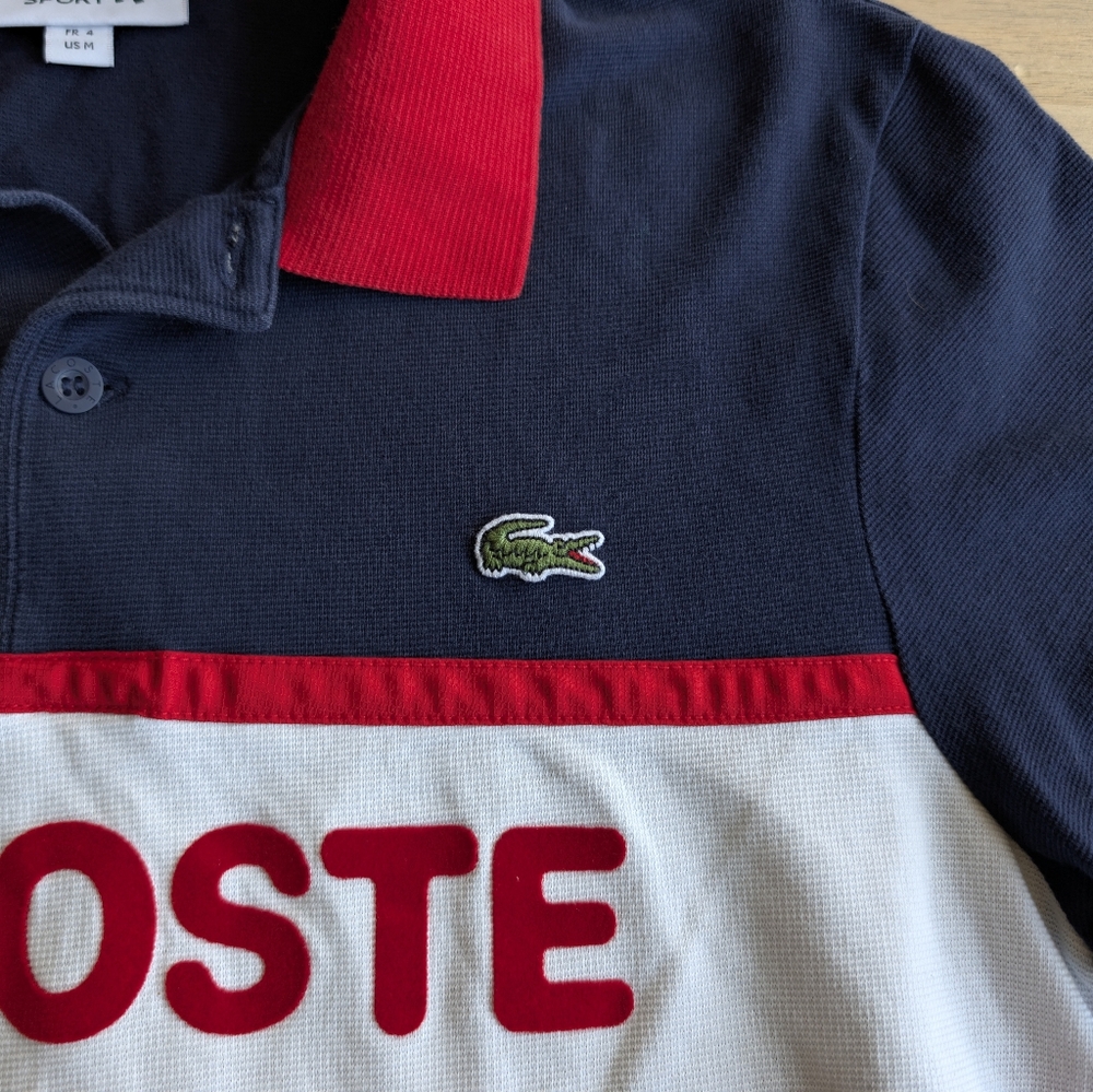 LACOSTE Vintage, Retro Color Block Polo Shirt‎ Men's Medium Rare - Picture 8 of 12